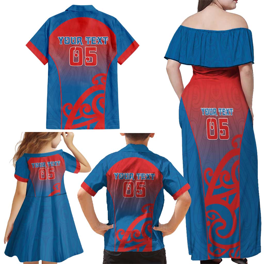 Custom St Joseph's Maori Girls' College Family Matching Off Shoulder Maxi Dress and Hawaiian Shirt Maori Koru Pattern