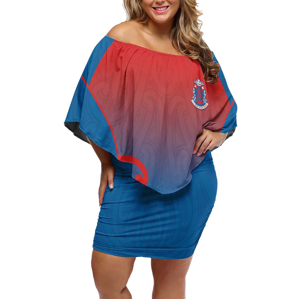 Custom St Joseph's Maori Girls' College Family Matching Off Shoulder Short Dress and Hawaiian Shirt Maori Koru Pattern