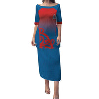 Custom St Joseph's Maori Girls' College Family Matching Puletasi and Hawaiian Shirt Maori Koru Pattern LT05 Mom's Dress Blue - Polynesian Pride