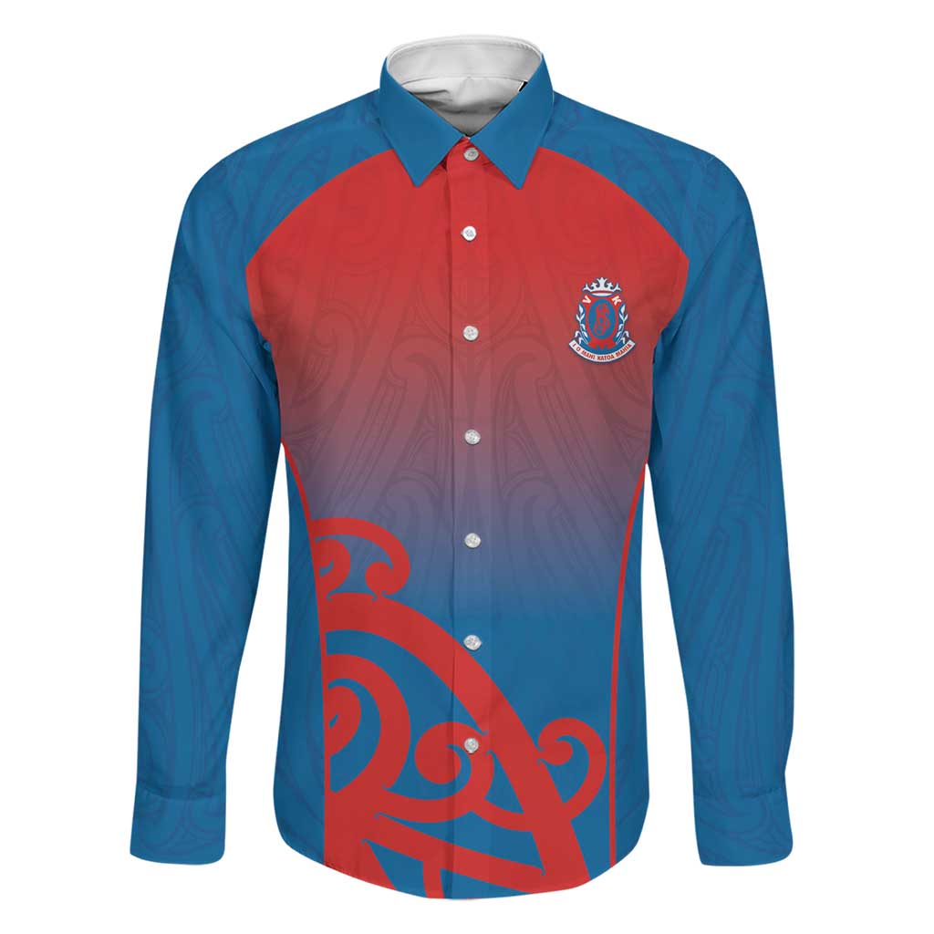 Custom St Joseph's Maori Girls' College Family Matching Short Sleeve Bodycon Dress and Hawaiian Shirt Maori Koru Pattern LT05 Dad's Shirt - Long Sleeve Blue - Polynesian Pride