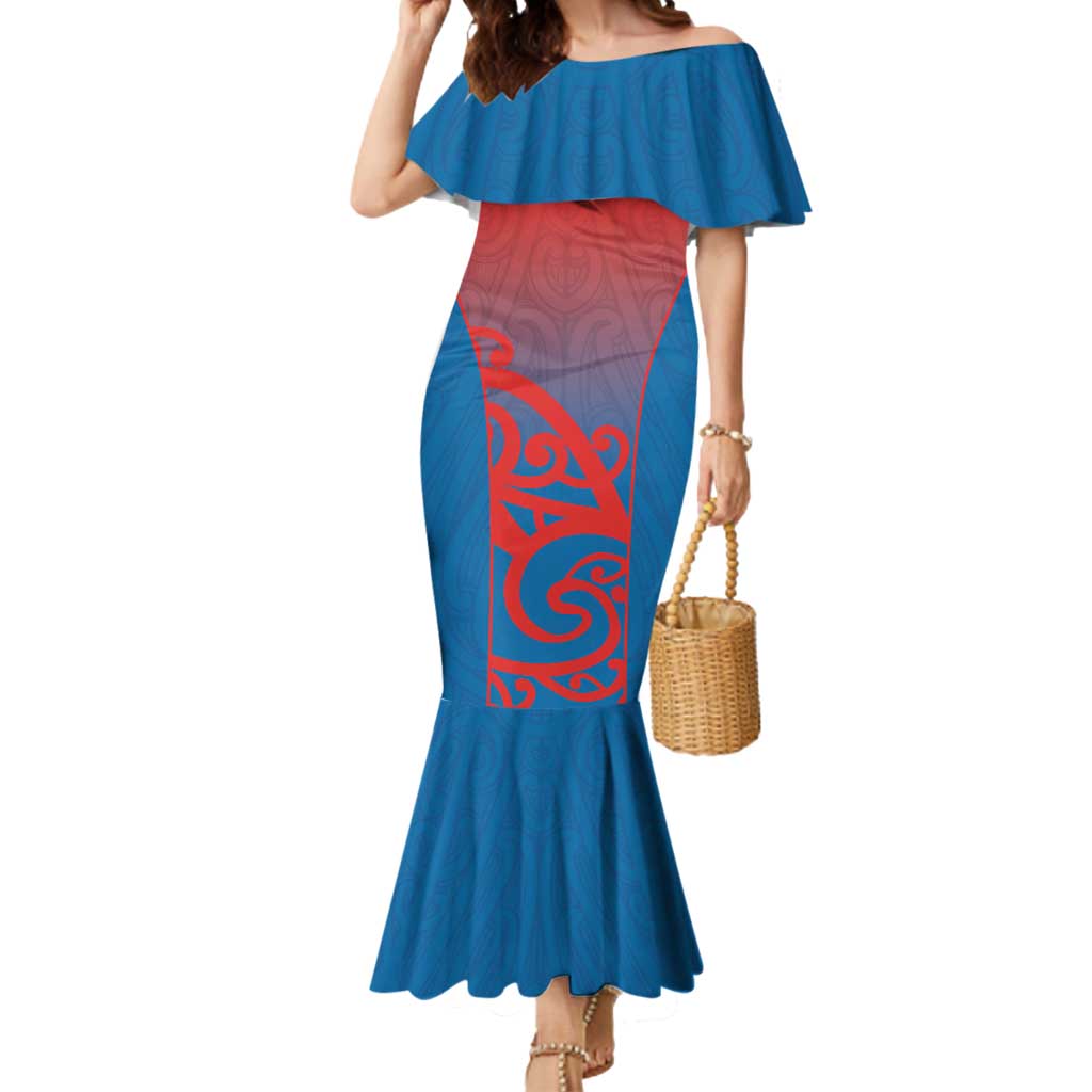 Custom St Joseph's Maori Girls' College Mermaid Dress Maori Koru Pattern LT05 Women Blue - Polynesian Pride