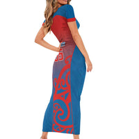 Custom St Joseph's Maori Girls' College Short Sleeve Bodycon Dress Maori Koru Pattern