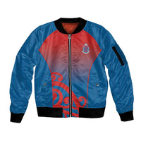Custom St Joseph's Maori Girls' College Sleeve Zip Bomber Jacket Maori Koru Pattern