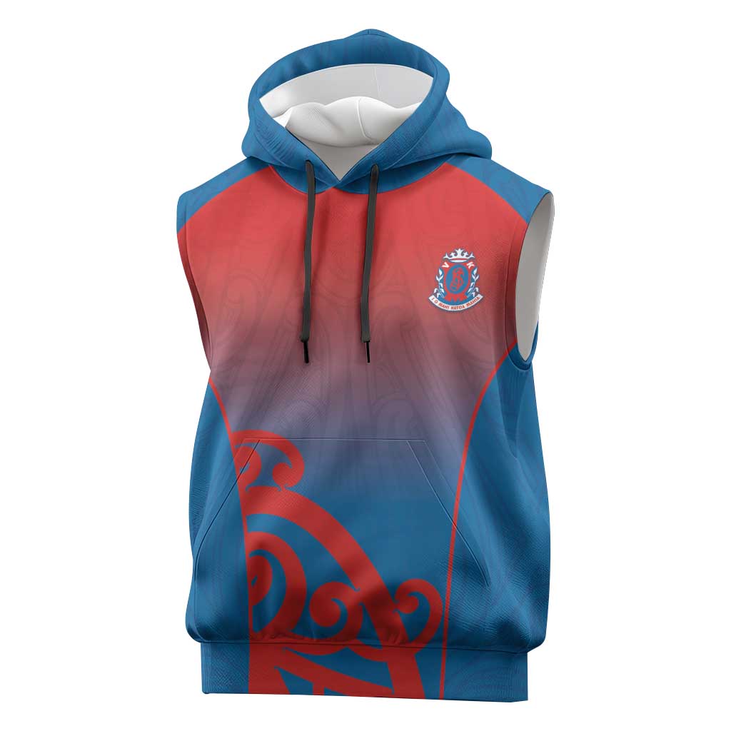 Custom St Joseph's Maori Girls' College Sleeveless Hoodie Maori Koru Pattern LT05 Blue - Polynesian Pride