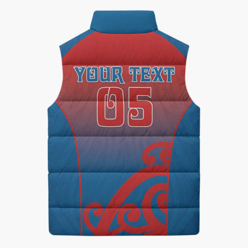 Custom St Joseph's Maori Girls' College Sleeveless Puffer Jacket Maori Koru Pattern