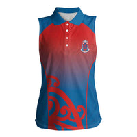 Custom St Joseph's Maori Girls' College Women Sleeveless Polo Shirt Maori Koru Pattern LT05 Female Blue - Polynesian Pride
