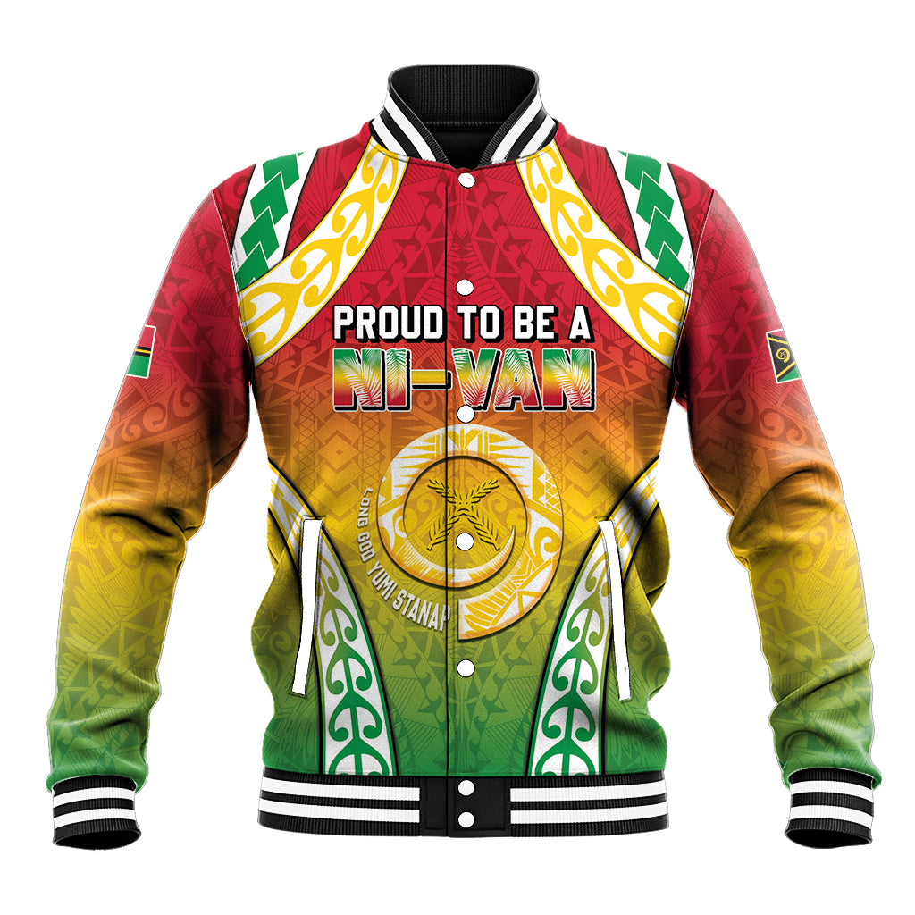 Personalised Vanuatu Baseball Jacket Proud To Be A Ni-Van With Tribal Pattern LT05 Unisex Reggae - Polynesian Pride