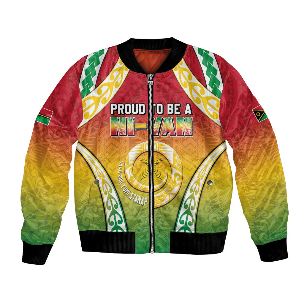 Personalised Vanuatu Bomber Jacket Proud To Be A Ni-Van With Tribal Pattern