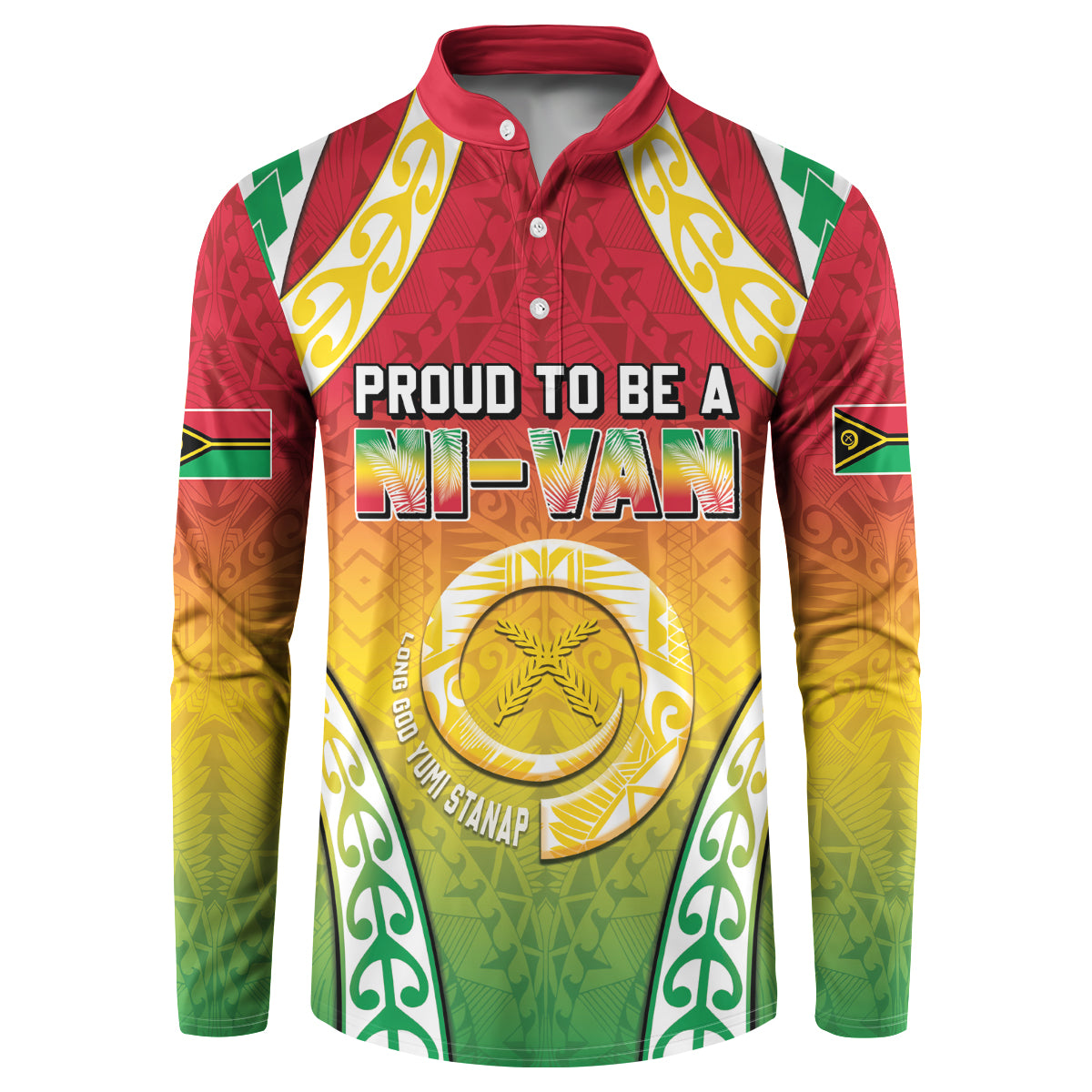 Personalised Vanuatu Button Sweatshirt Proud To Be A Ni-Van With Tribal Pattern LT05 Reggae - Polynesian Pride