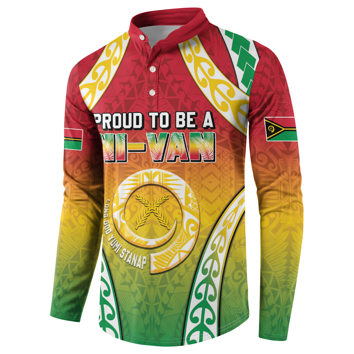 Personalised Vanuatu Button Sweatshirt Proud To Be A Ni-Van With Tribal Pattern LT05 - Polynesian Pride