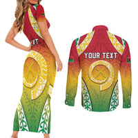 Personalised Vanuatu Couples Matching Short Sleeve Bodycon Dress and Long Sleeve Button Shirt Proud To Be A Ni-Van With Tribal Pattern LT05 - Polynesian Pride