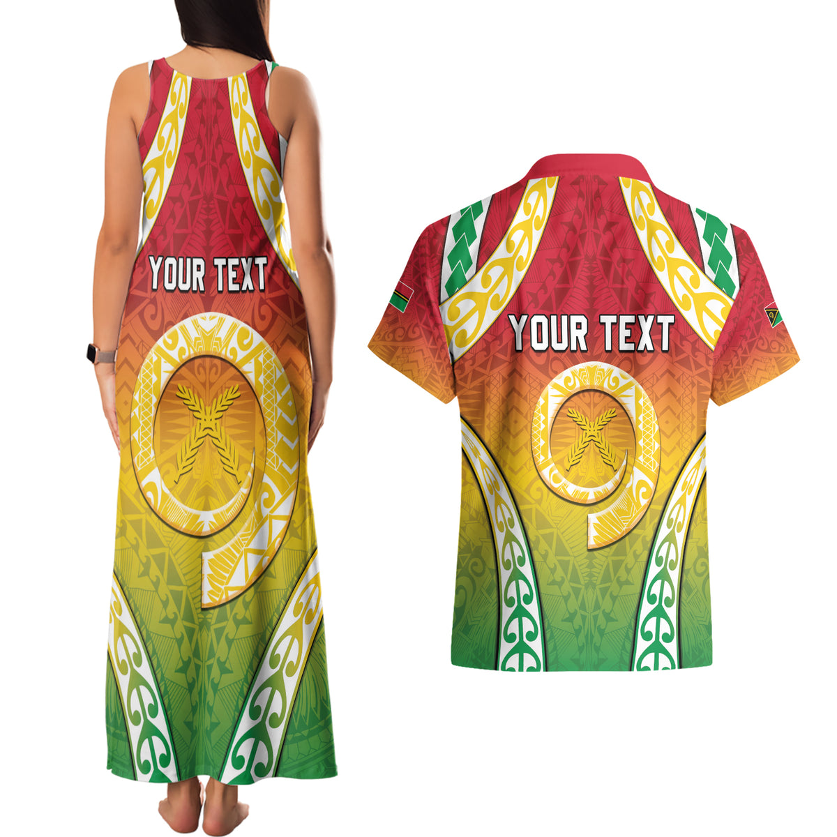 Personalised Vanuatu Couples Matching Tank Maxi Dress and Hawaiian Shirt Proud To Be A Ni-Van With Tribal Pattern LT05 - Polynesian Pride