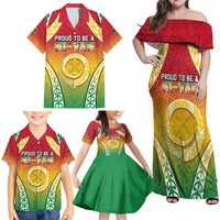 Personalised Vanuatu Family Matching Off Shoulder Maxi Dress and Hawaiian Shirt Proud To Be A Ni-Van With Tribal Pattern LT05 - Polynesian Pride