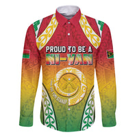 Personalised Vanuatu Family Matching Off Shoulder Maxi Dress and Hawaiian Shirt Proud To Be A Ni-Van With Tribal Pattern LT05 Dad's Shirt - Long Sleeve Reggae - Polynesian Pride