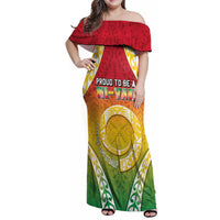 Personalised Vanuatu Family Matching Off Shoulder Maxi Dress and Hawaiian Shirt Proud To Be A Ni-Van With Tribal Pattern LT05 Mom's Dress Reggae - Polynesian Pride
