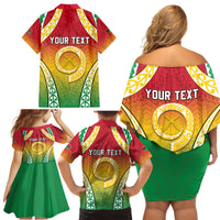 Personalised Vanuatu Family Matching Off Shoulder Short Dress and Hawaiian Shirt Proud To Be A Ni-Van With Tribal Pattern LT05 - Polynesian Pride