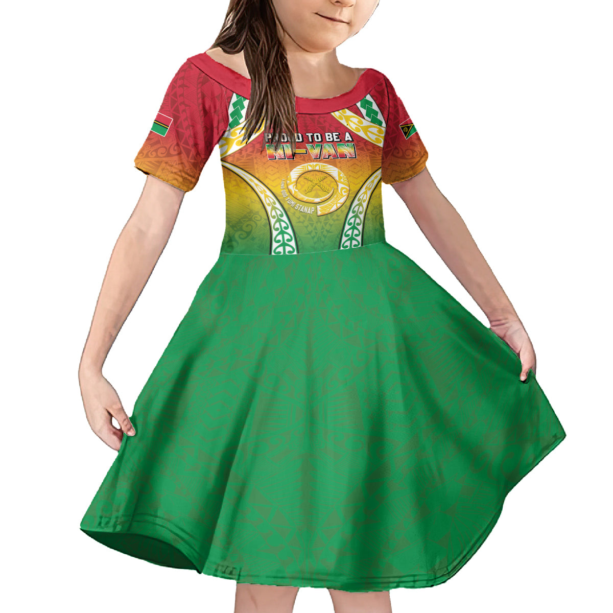 Personalised Vanuatu Family Matching Puletasi and Hawaiian Shirt Proud To Be A Ni-Van With Tribal Pattern LT05 Daughter's Dress Reggae - Polynesian Pride