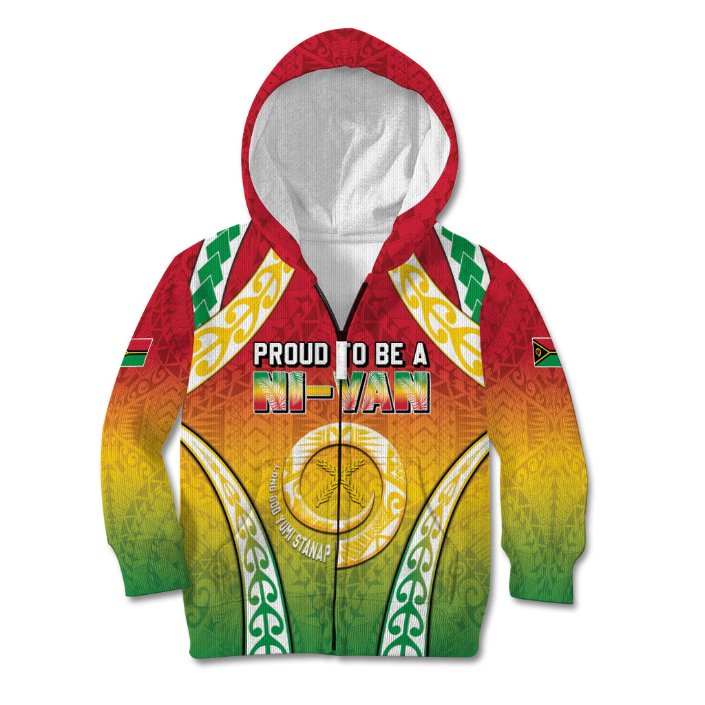 Personalised Vanuatu Kid Hoodie Proud To Be A Ni-Van With Tribal Pattern LT05 Zip Hoodie Reggae - Polynesian Pride