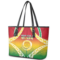 Vanuatu Leather Tote Bag Proud To Be A Ni-Van With Tribal Pattern LT05 - Polynesian Pride