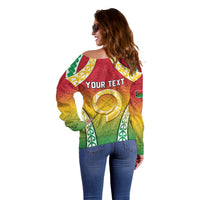 Personalised Vanuatu Off Shoulder Sweater Proud To Be A Ni-Van With Tribal Pattern