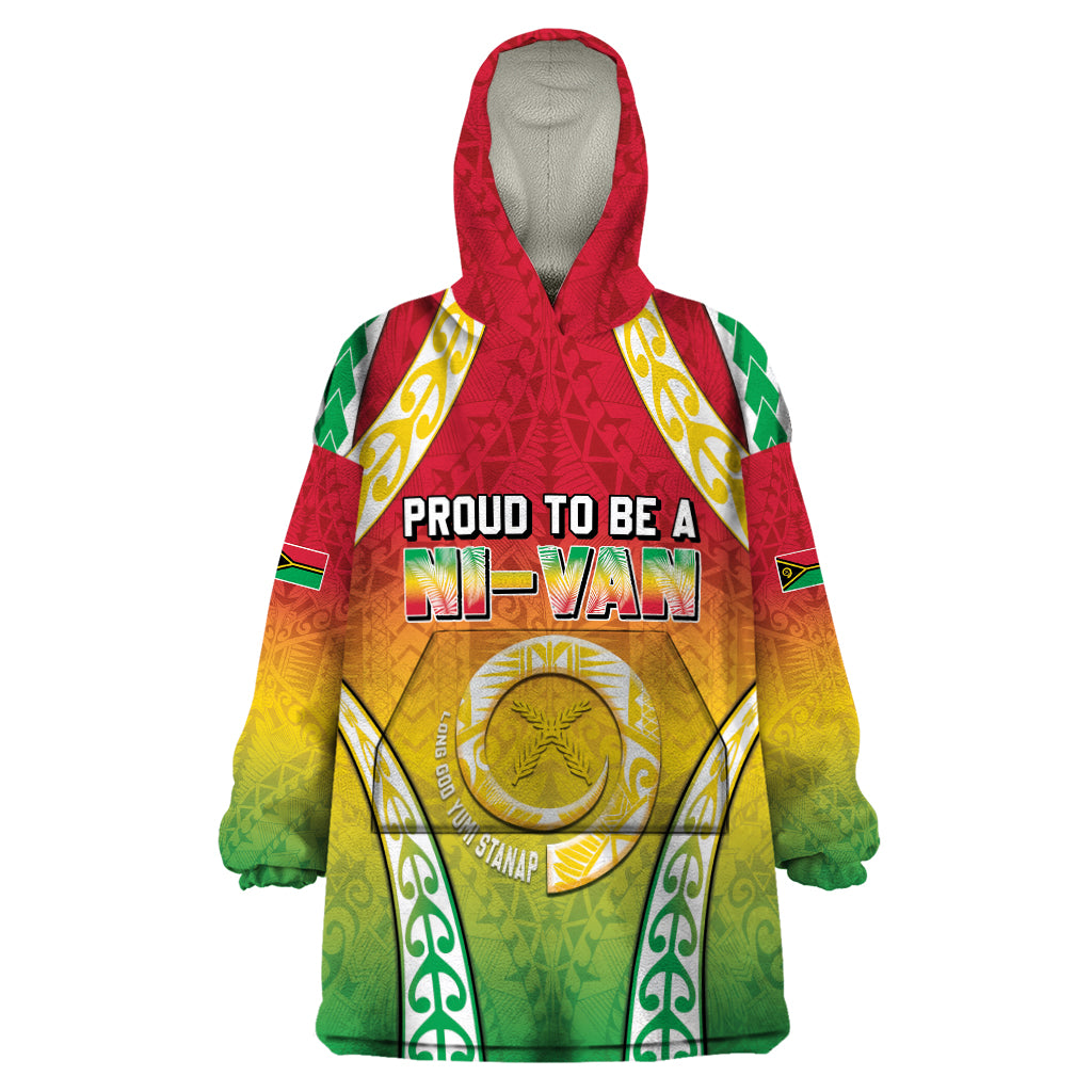 Personalised Vanuatu Wearable Blanket Hoodie Proud To Be A Ni-Van With Tribal Pattern LT05 One Size Reggae - Polynesian Pride