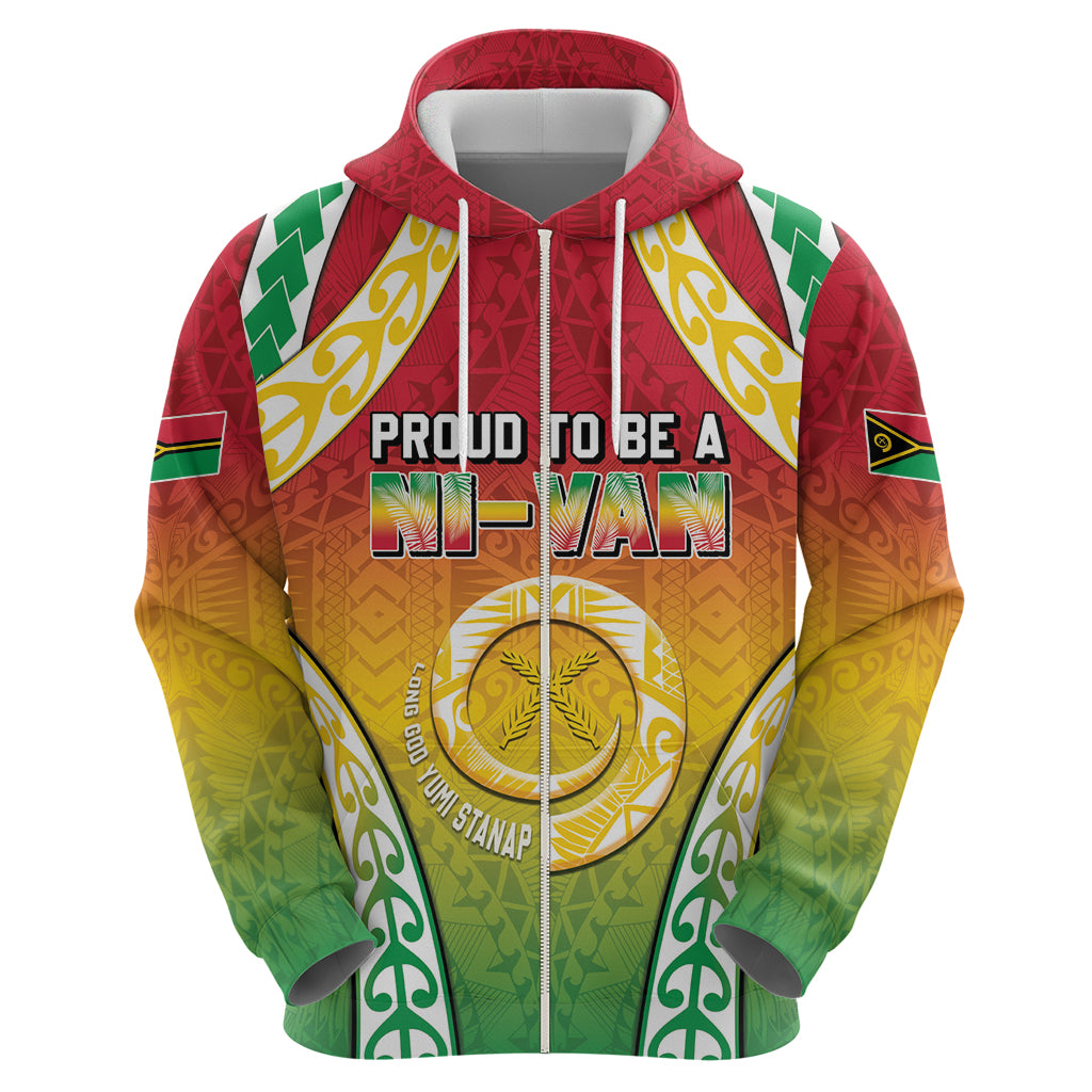 Personalised Vanuatu Zip Hoodie Proud To Be A Ni-Van With Tribal Pattern
