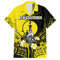 Personalised New Caledonia Day Family Matching Off Shoulder Short Dress and Hawaiian Shirt Kanaky Flag Coat Of Arms Polynesian Pattern LT05 Dad's Shirt - Short Sleeve Yellow - Polynesian Pride
