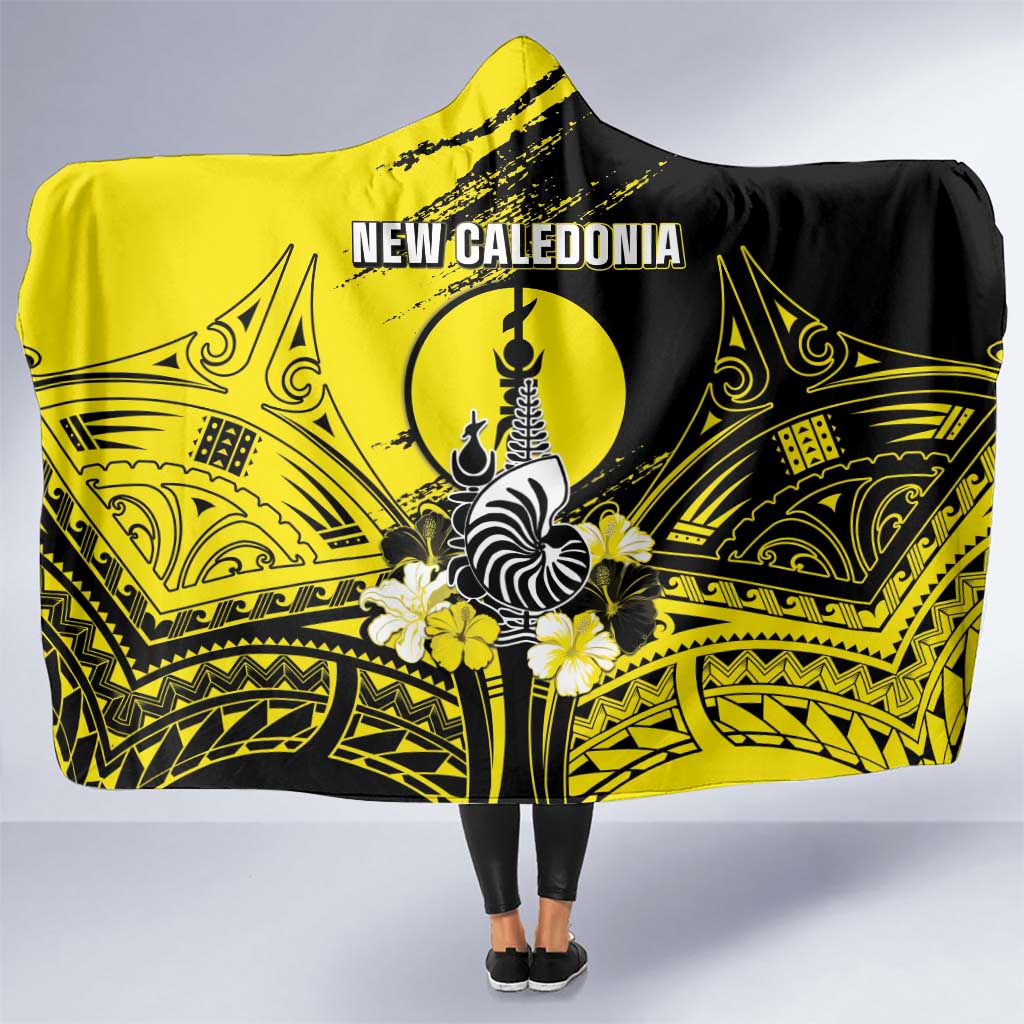 New Caledonia Day Hooded Blanket Kanaky Flag Coat Of Arms Polynesian Pattern