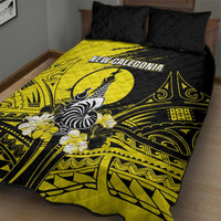 New Caledonia Day Quilt Bed Set Kanaky Flag Coat Of Arms Polynesian Pattern
