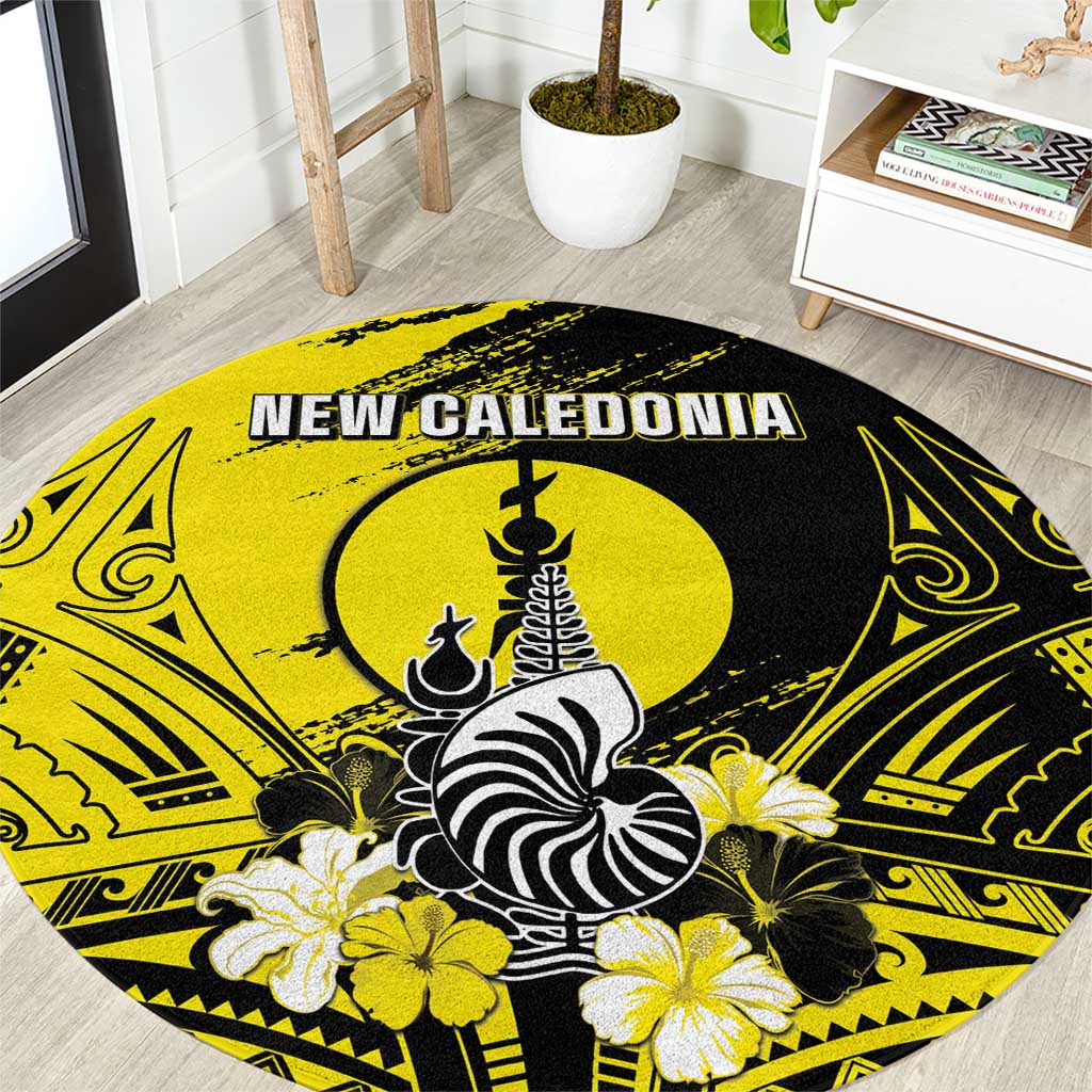 New Caledonia Day Round Carpet Kanaky Flag Coat Of Arms Polynesian Pattern