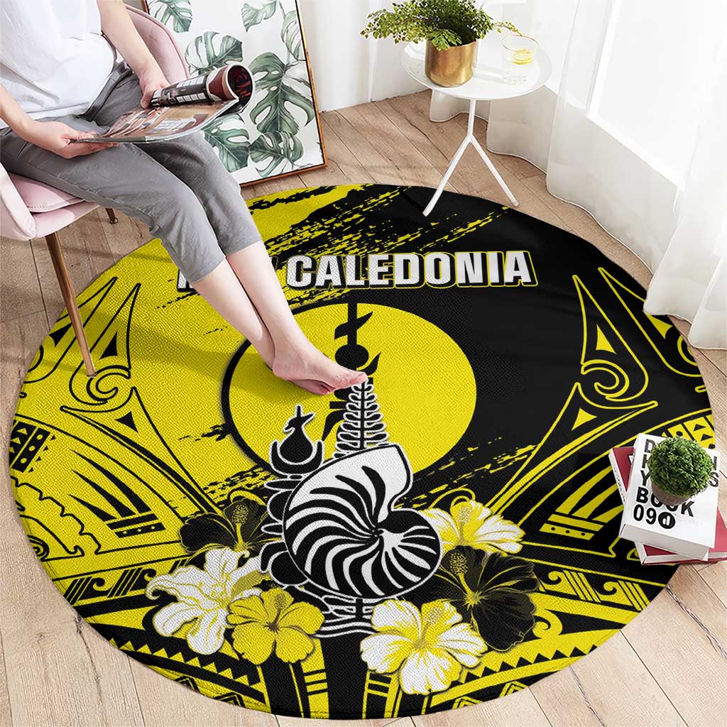 New Caledonia Day Round Carpet Kanaky Flag Coat Of Arms Polynesian Pattern