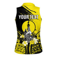 Personalised New Caledonia Day Women Sleeveless Polo Shirt Kanaky Flag Coat Of Arms Polynesian Pattern LT05 - Polynesian Pride
