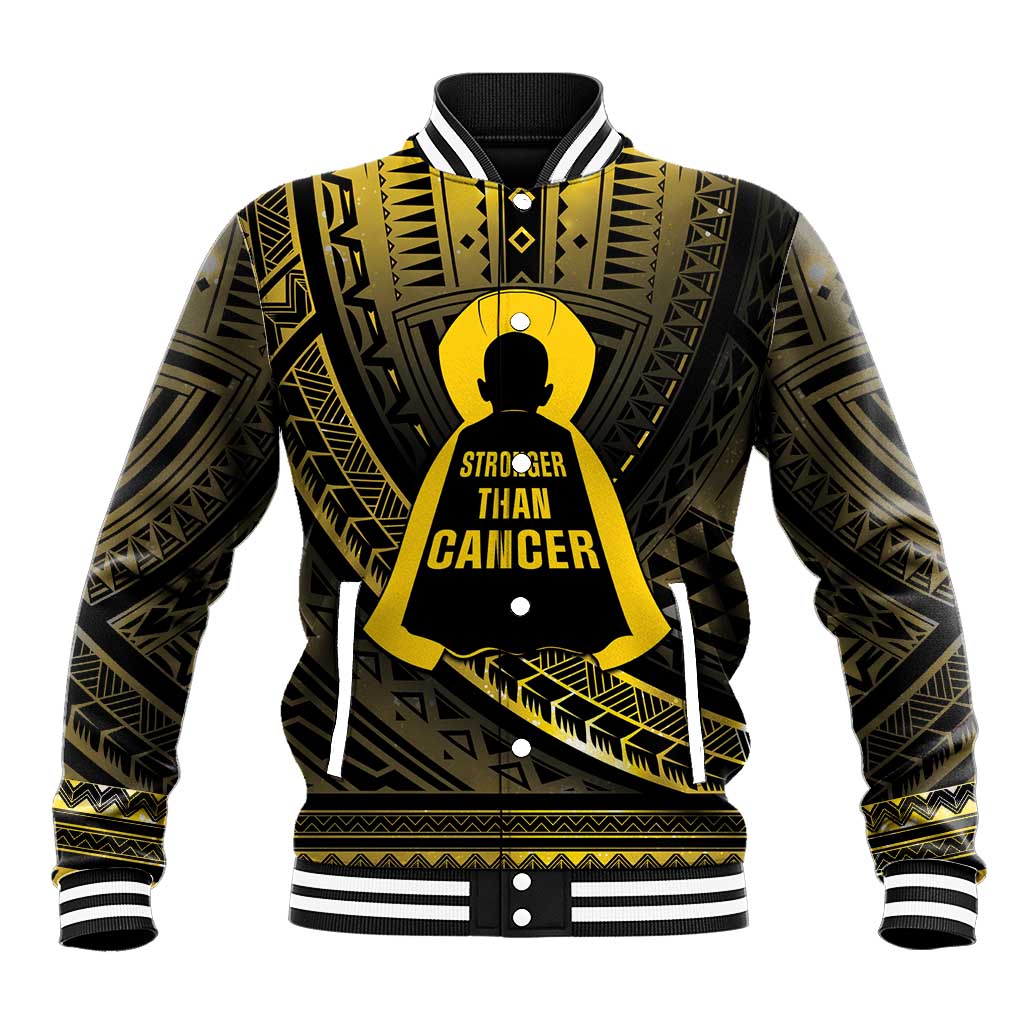 Personalised Polynesia Childhood Cancer Awareness Baseball Jacket You Are Stronger Than Cancer