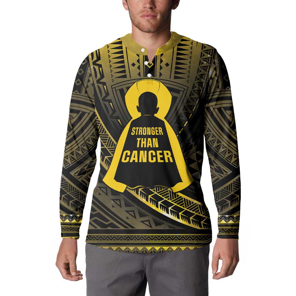 Personalised Polynesia Childhood Cancer Awareness Button Sweatshirt You Are Stronger Than Cancer