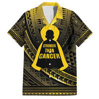 Personalised Polynesia Childhood Cancer Awareness Family Matching Off The Shoulder Long Sleeve Dress and Hawaiian Shirt You Are Stronger Than Cancer