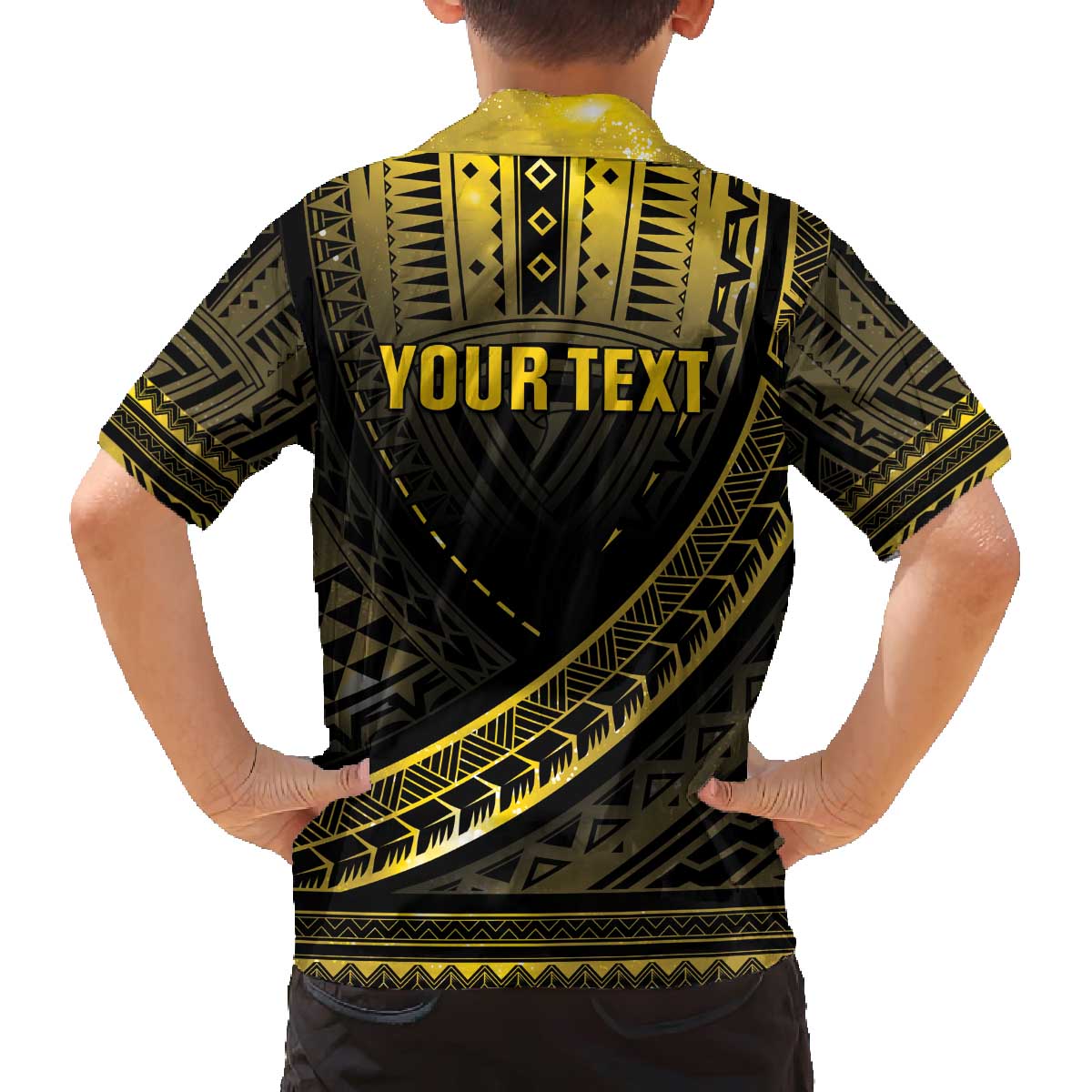 Personalised Polynesia Childhood Cancer Awareness Family Matching Off Shoulder Short Dress and Hawaiian Shirt You Are Stronger Than Cancer