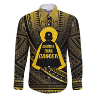 Personalised Polynesia Childhood Cancer Awareness Family Matching Short Sleeve Bodycon Dress and Hawaiian Shirt You Are Stronger Than Cancer