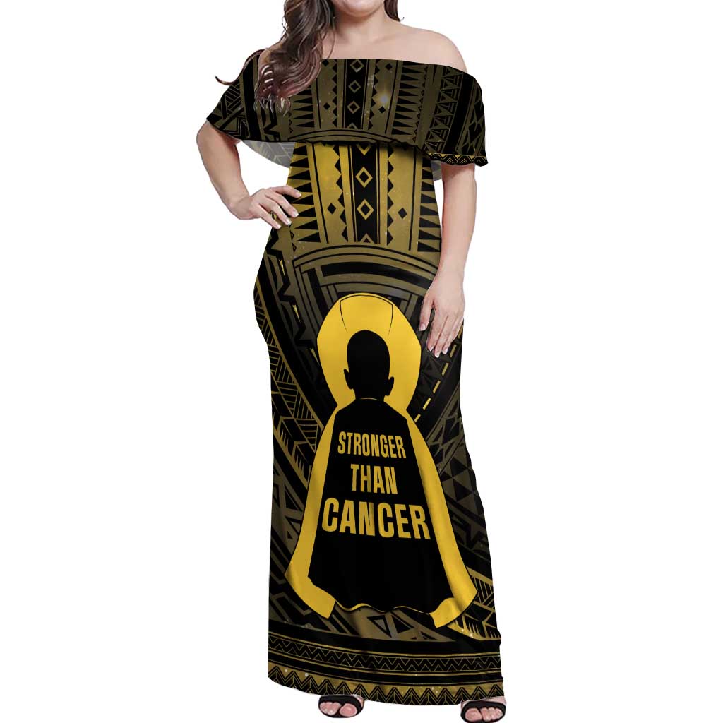 Personalised Polynesia Childhood Cancer Awareness Off Shoulder Maxi Dress You Are Stronger Than Cancer