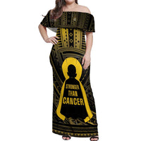 Personalised Polynesia Childhood Cancer Awareness Off Shoulder Maxi Dress You Are Stronger Than Cancer