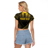 Personalised Polynesia Childhood Cancer Awareness Raglan Cropped T Shirt You Are Stronger Than Cancer