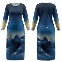 New Zealand Matariki Couples Matching Long Sleeve Bodycon Dress and Hawaiian Shirt Maori Waka With Silver Fern LT05 - Polynesian Pride