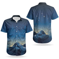 New Zealand Matariki Couples Matching Off The Shoulder Long Sleeve Dress and Hawaiian Shirt Maori Waka With Silver Fern LT05 - Polynesian Pride