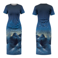New Zealand Matariki Couples Matching Short Sleeve Bodycon Dress and Hawaiian Shirt Maori Waka With Silver Fern LT05 - Polynesian Pride