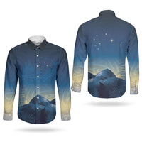 New Zealand Matariki Couples Matching Tank Maxi Dress and Long Sleeve Button Shirt Maori Waka With Silver Fern LT05 - Polynesian Pride