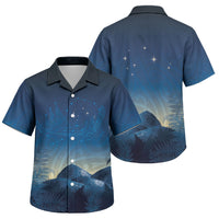 New Zealand Matariki Family Matching Long Sleeve Bodycon Dress and Hawaiian Shirt Maori Waka With Silver Fern LT05 Son's Shirt Navy - Polynesian Pride