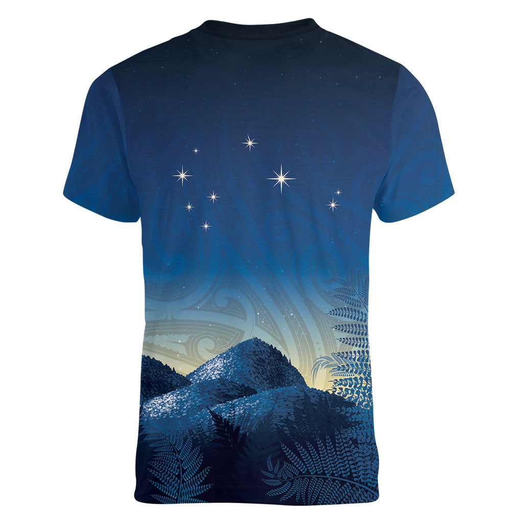 New Zealand Matariki Women V-Neck T-Shirt Maori Waka With Silver Fern LT05 - Polynesian Pride
