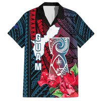 Guam Hawaiian Shirt Latte Stone Mix Bougainvillea Polynesian Pattern LT05 Blue - Polynesian Pride