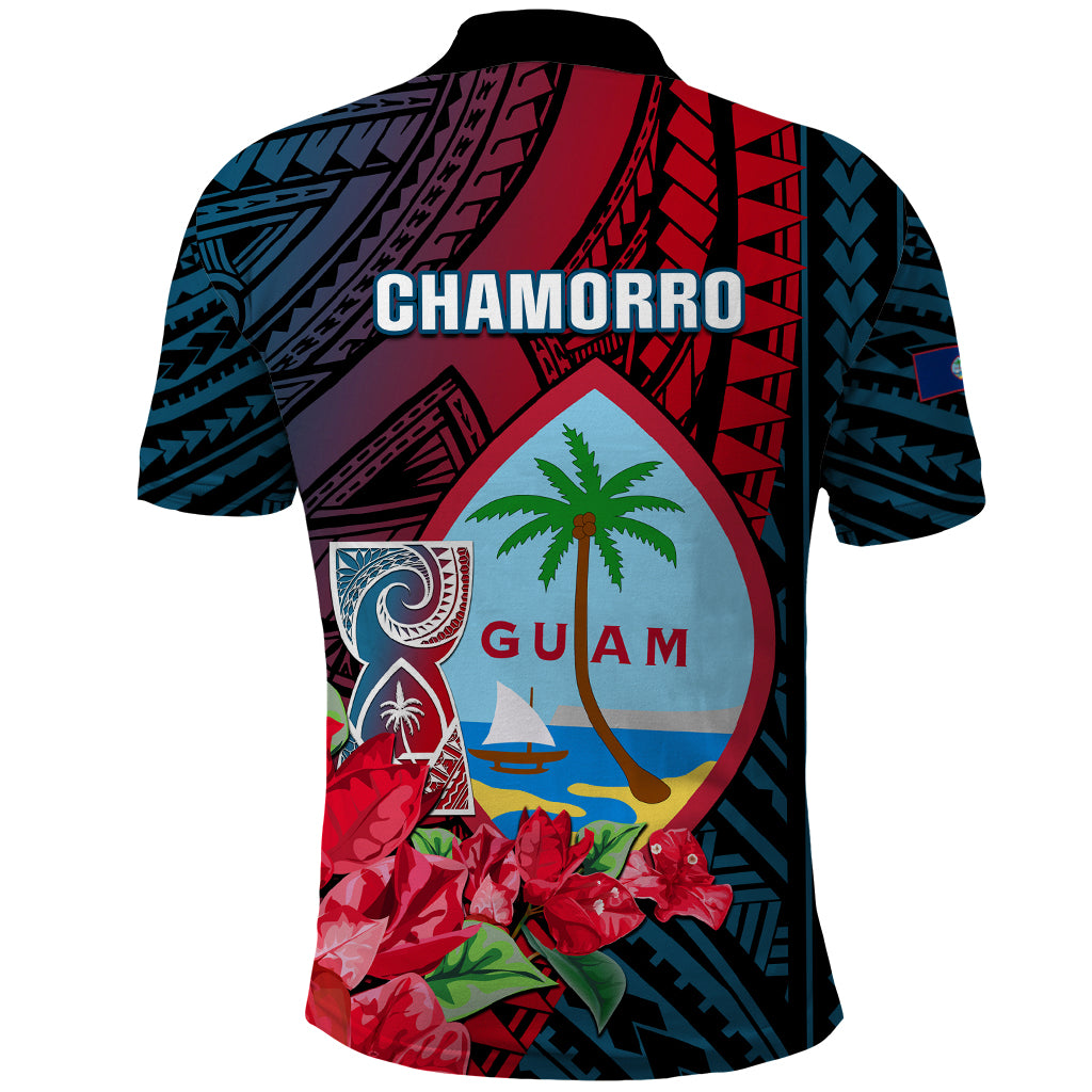 Guam Polo Shirt Latte Stone Mix Bougainvillea Polynesian Pattern LT05 - Polynesian Pride