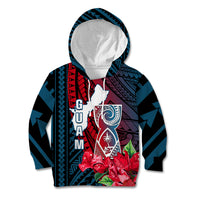 Personalized Guam Kid Hoodie Latte Stone Mix Bougainvillea Polynesian Pattern LT05 Hoodie Blue - Polynesian Pride