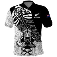 New Zealand Silver Fern Rugby Polo Shirt World Cup 2023 Go Aotearoa Maori Pattern LT05 Black - Polynesian Pride